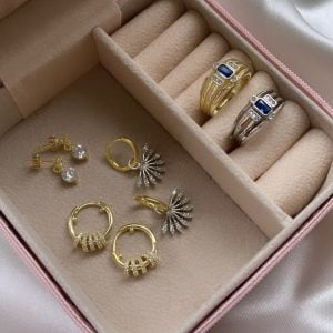 Yelpaze Gold Silver Sallantılı Küpe - Görsel 2